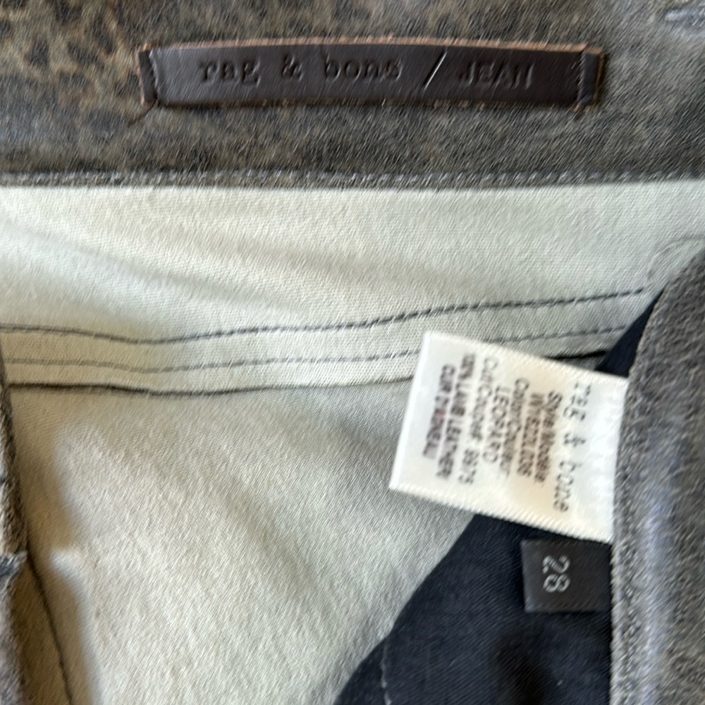 RAG & BONE Lambskin Leather Animal Leopard Print Zipper Skinny Pants Size 28